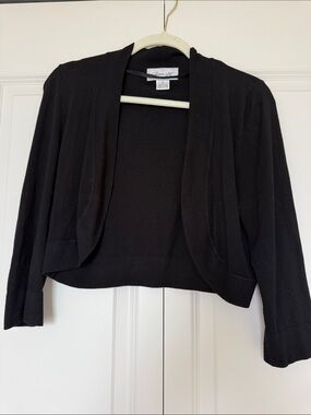Jessica Howard Black Cropped Open-Front Cardigan Jacket